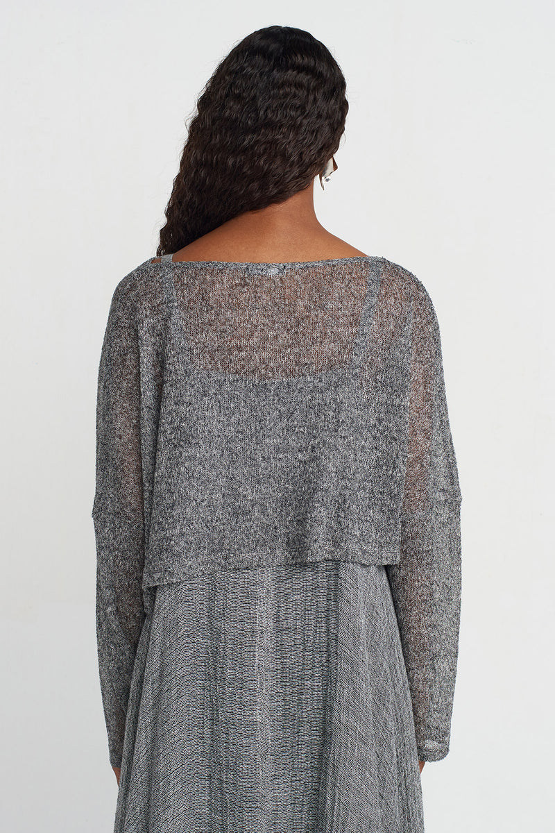 NU Crop Thin Knit Blouse Grey