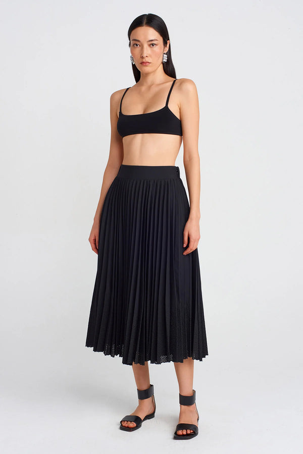 NU Pleated Lace Skirt Black
