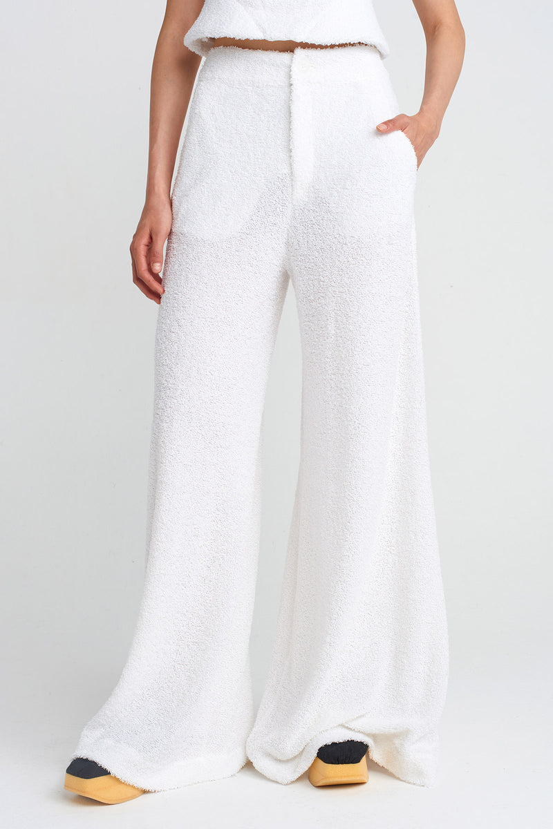NU Towel Fabric Wide-Leg Pants Off White