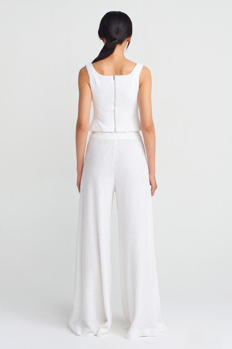 NU Towel Fabric Wide-Leg Pants Off White
