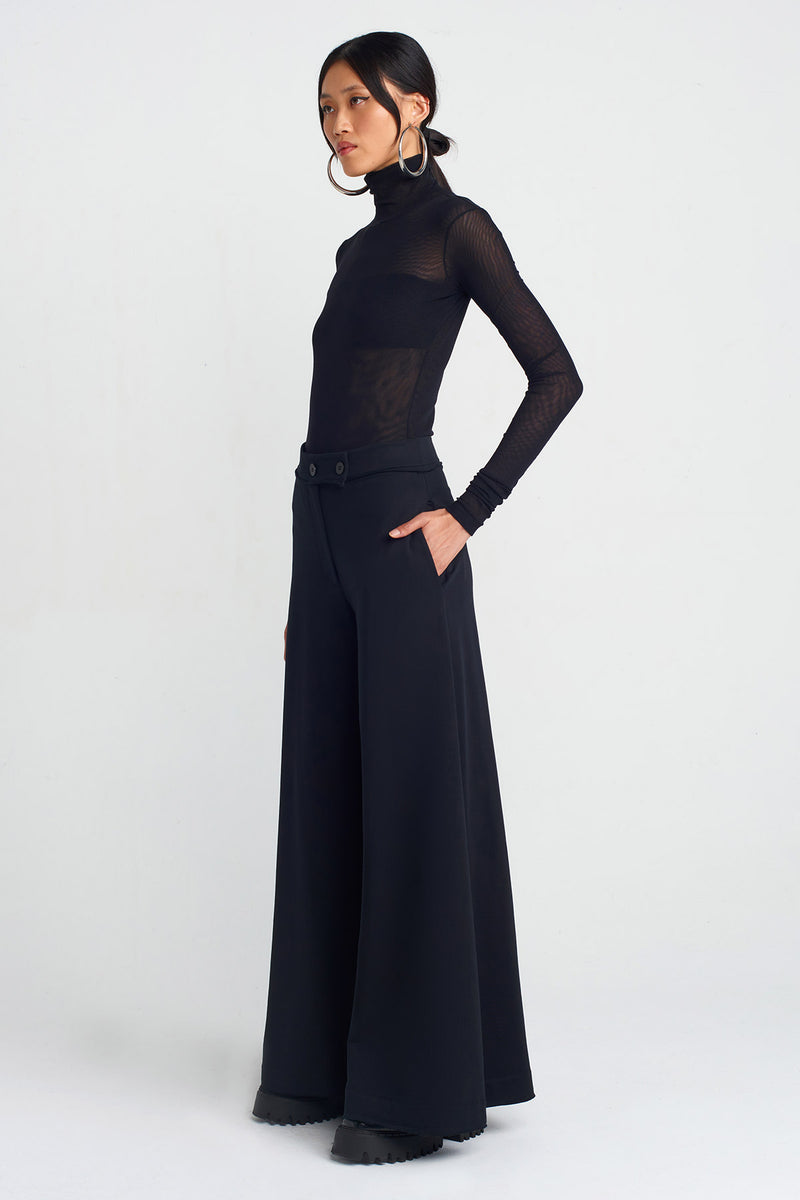 NU Sweat Fabric Wide-Leg Pants Black