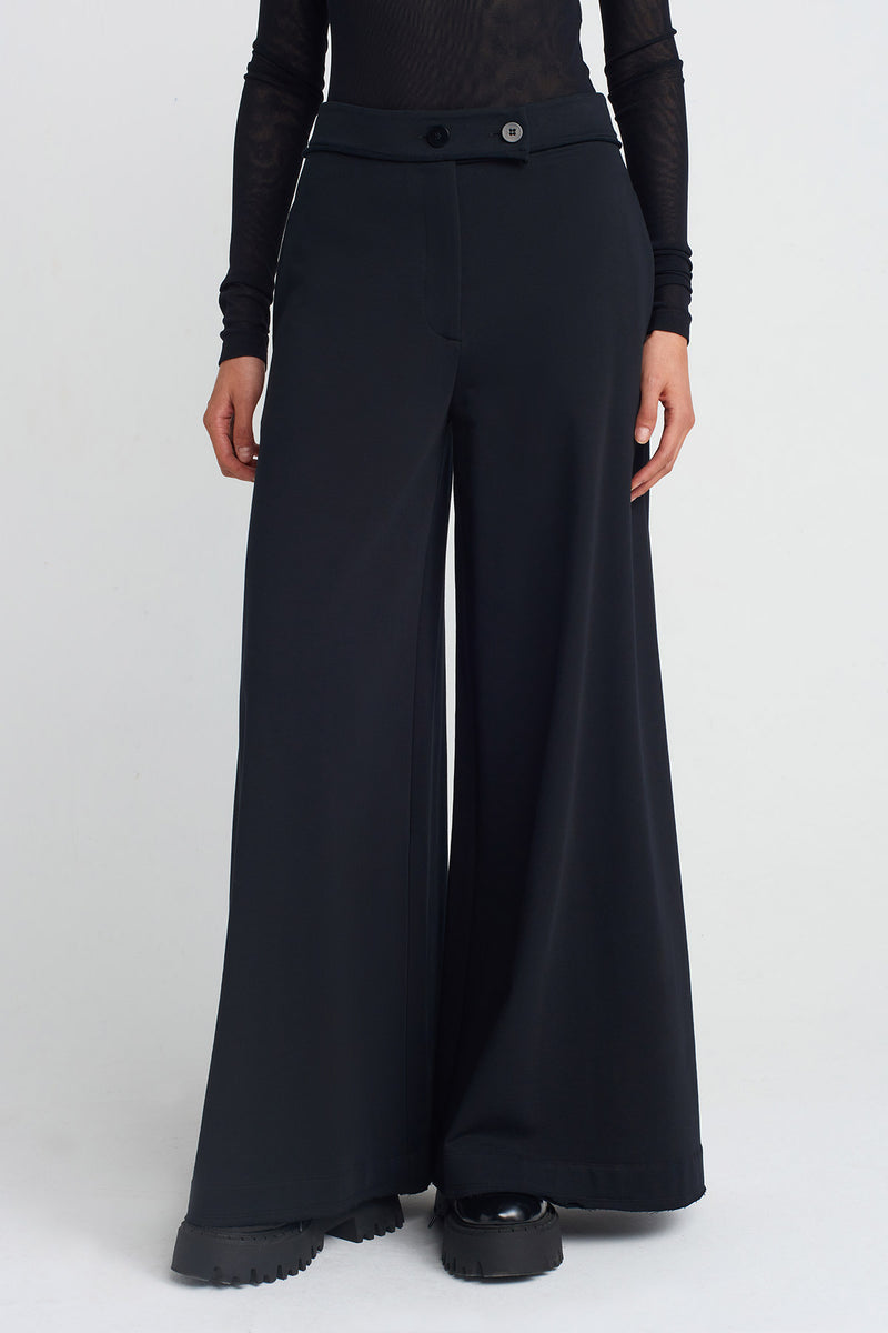 NU Sweat Fabric Wide-Leg Pants Black