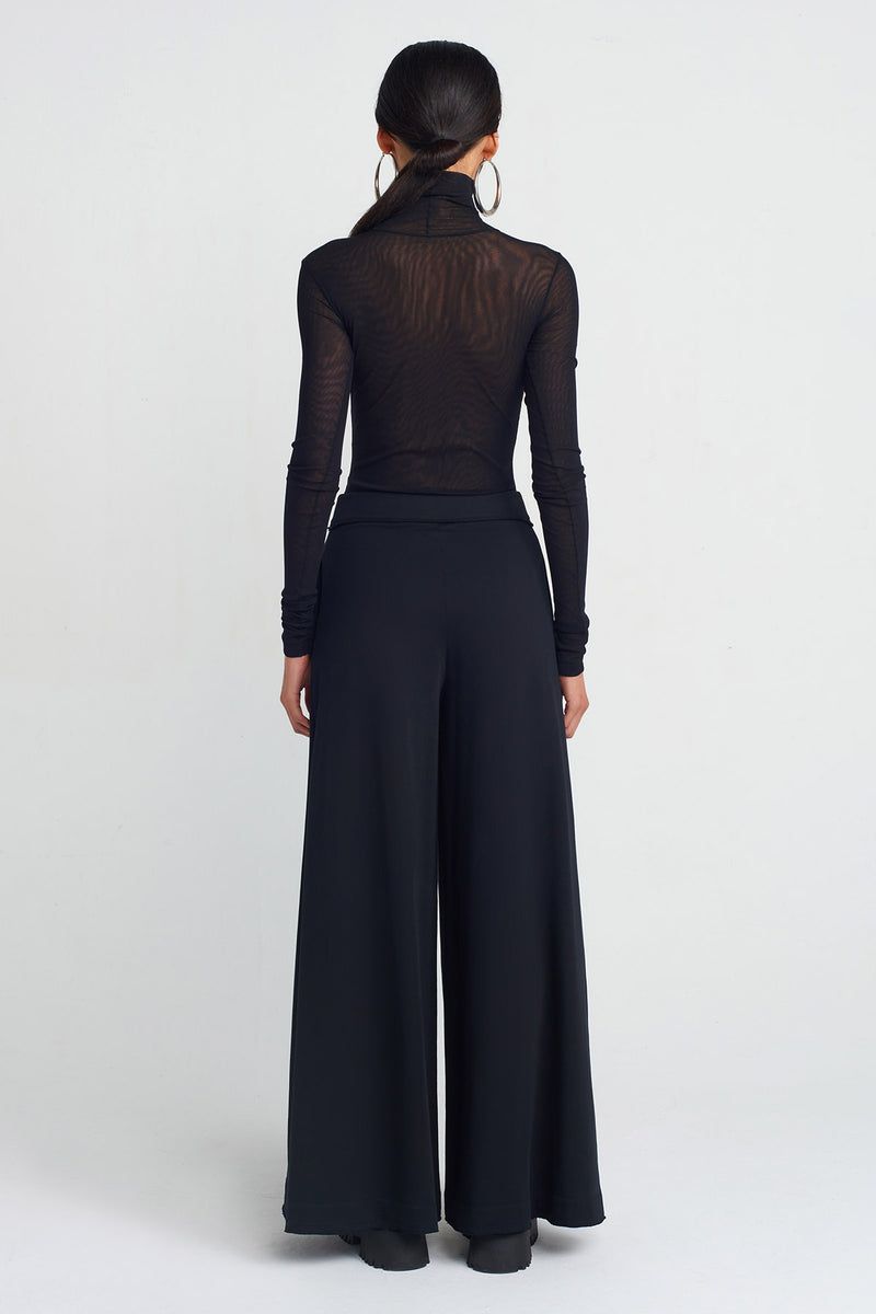 NU Sweat Fabric Wide-Leg Pants Black