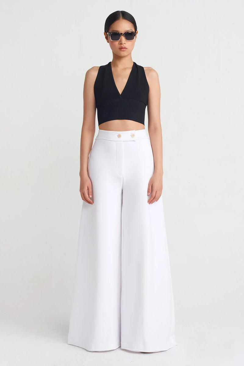 NU Sweat Fabric Wide-Leg Pants Off White