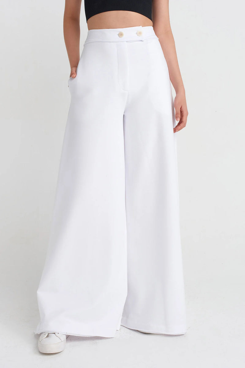 NU Sweat Fabric Wide-Leg Pants Off White