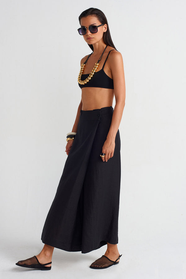 NU Trousers With Front Overlap Black