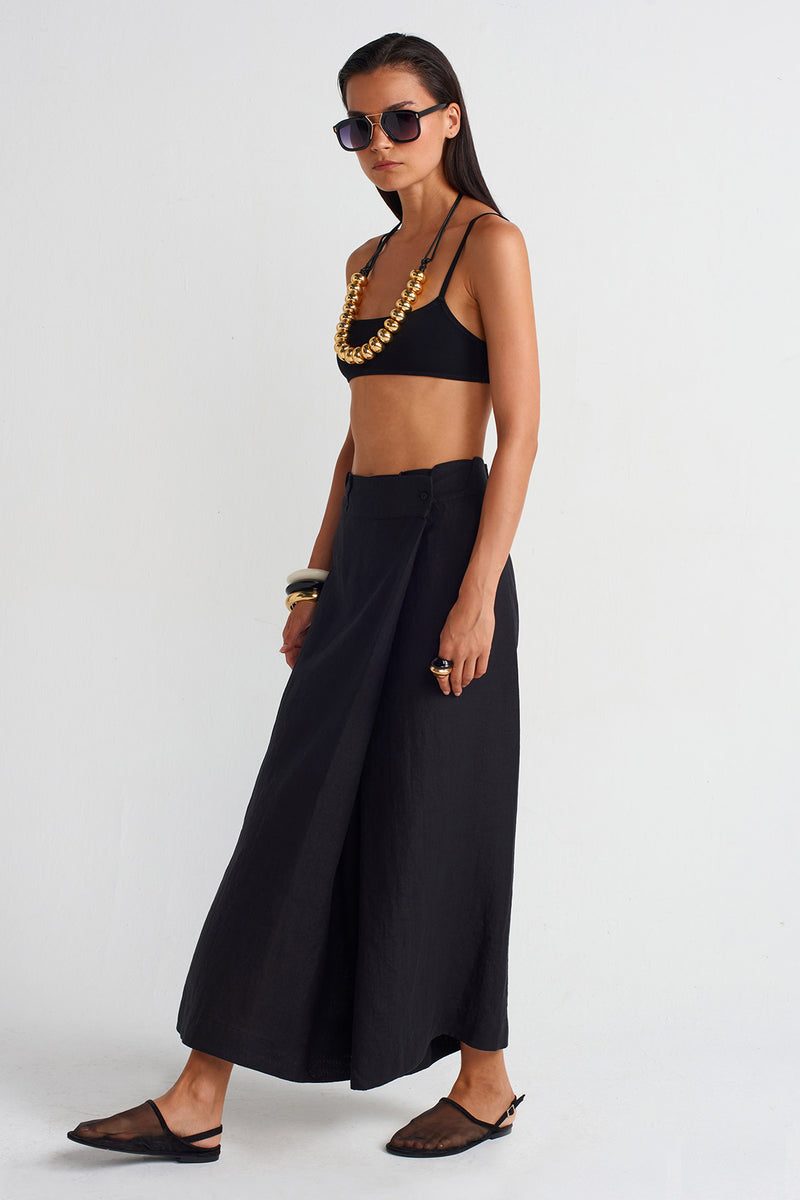 NU Trousers With Front Overlap Black