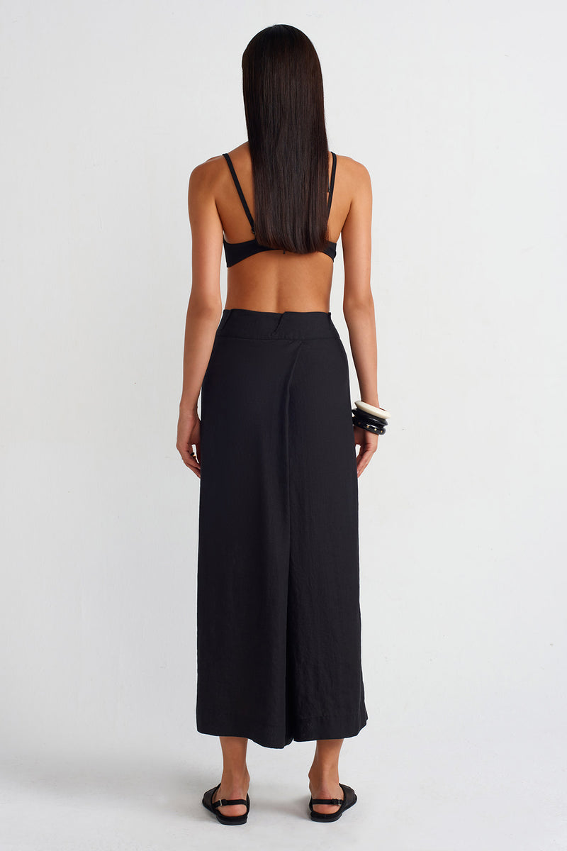 NU Trousers With Front Overlap Black