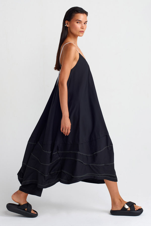 NU Double-Fabric Strap Dress Black