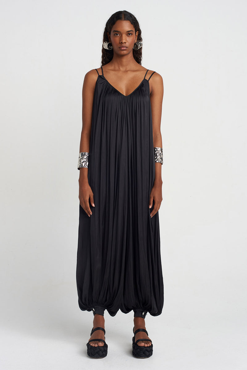 NU Thin Strap Satin Jumpsuit Black