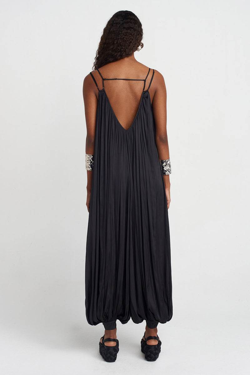 NU Thin Strap Satin Jumpsuit Black
