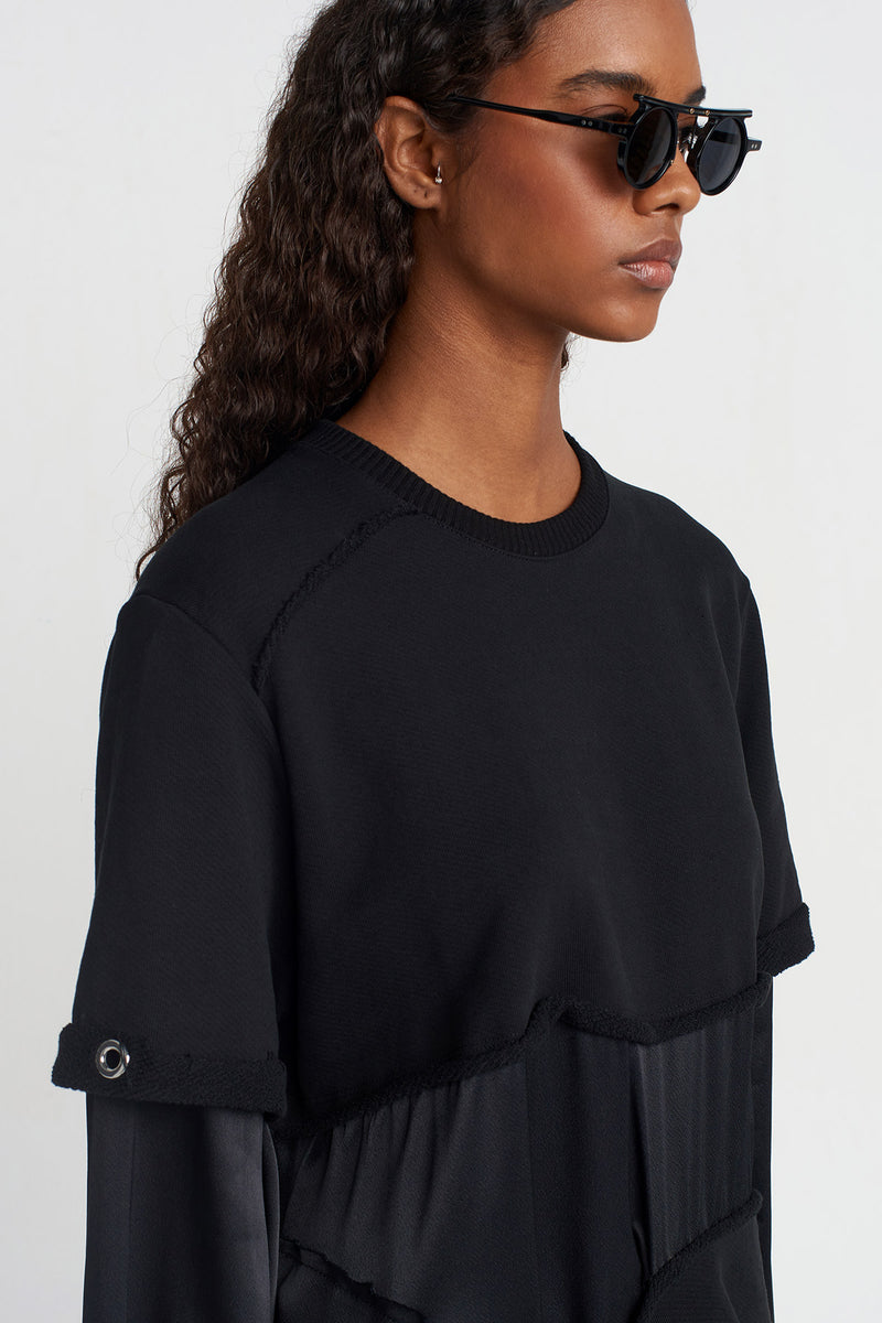 NU Fabric Block Long Sleeve Dress Black