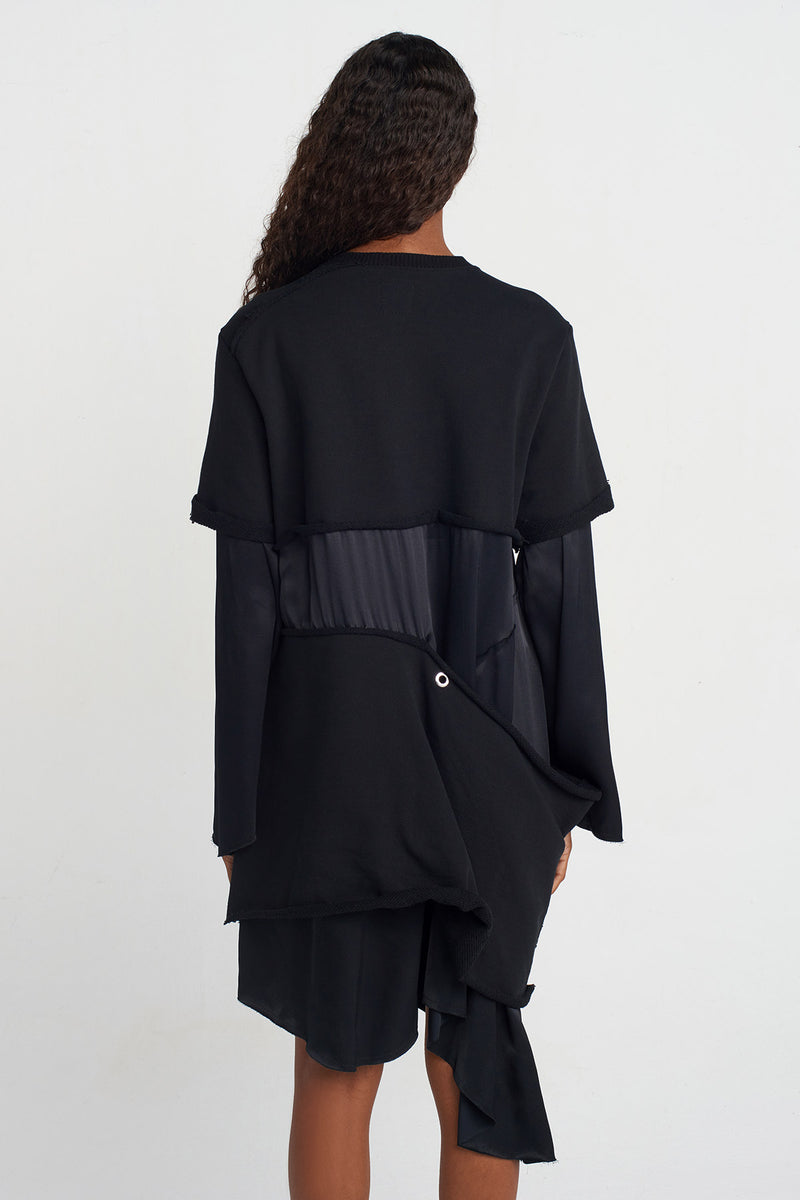 NU Fabric Block Long Sleeve Dress Black