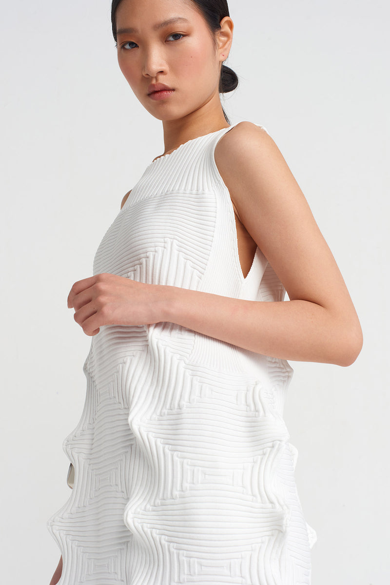 NU Origami Knit Maxi Dress Off White