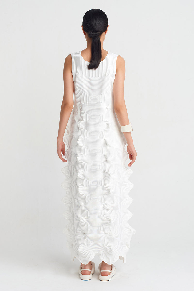 NU Origami Knit Maxi Dress Off White