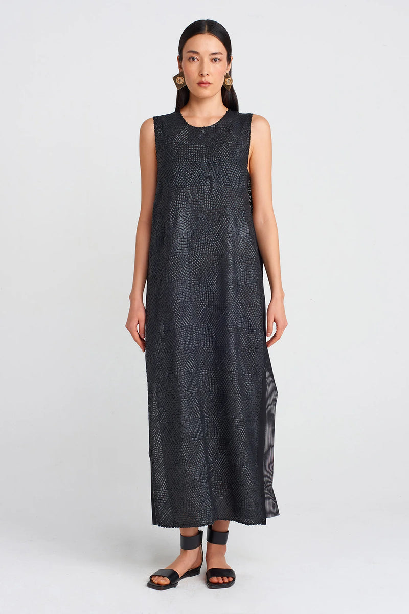 NU Hand Beaded Elegant Dress Black