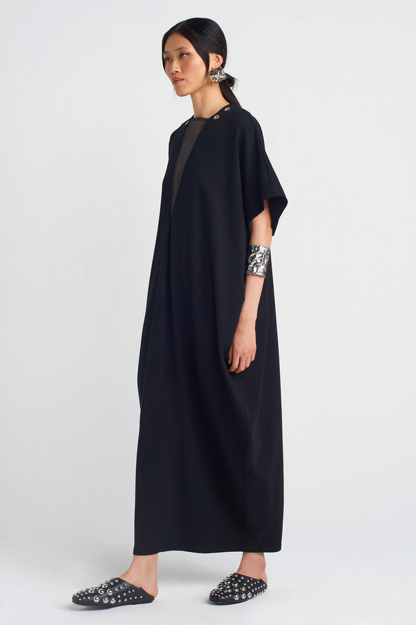 NU V-Neck Loose Dress Black