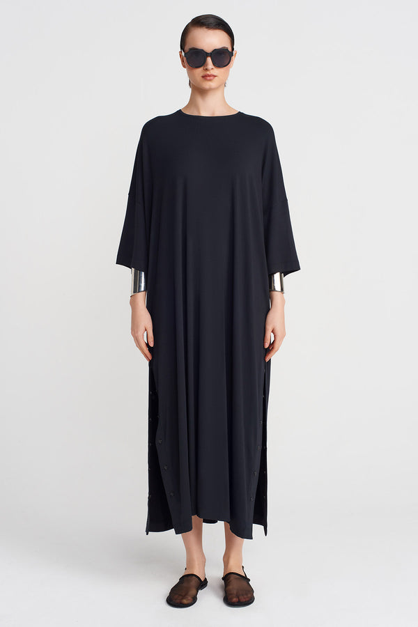 NU Oversized Short-Sleeve Dress Black