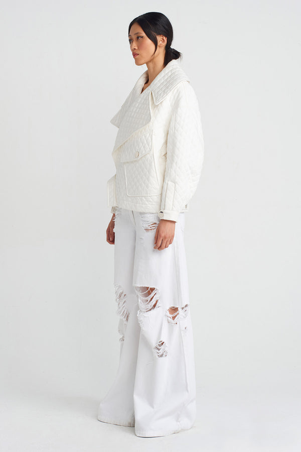 NU Quilted Oversize Jacket Off White