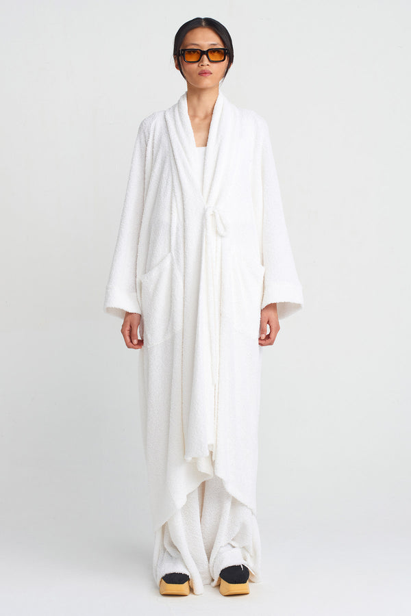 NU Towel Fabric Long Kimono Off White