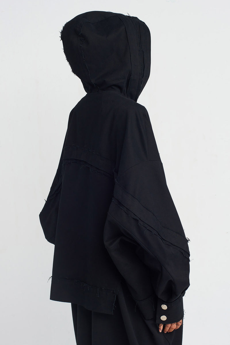 NU Distressed Stitch Denim Jacket Black