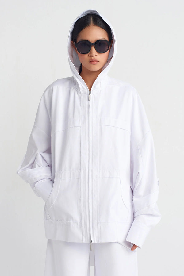 NU Distressed Stitch Denim Jacket Off White