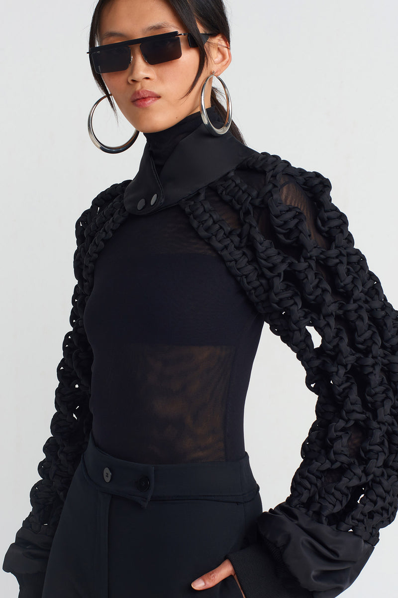 NU Macrame Bomber Jacket Black