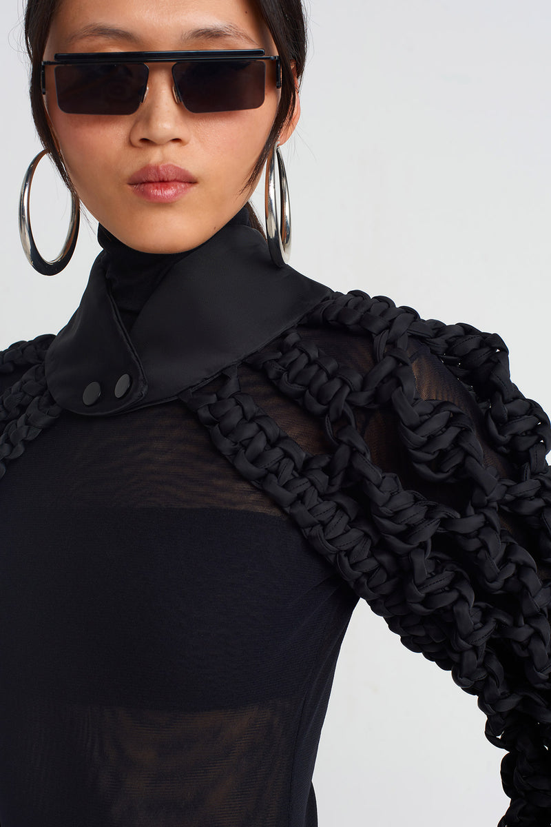 NU Macrame Bomber Jacket Black