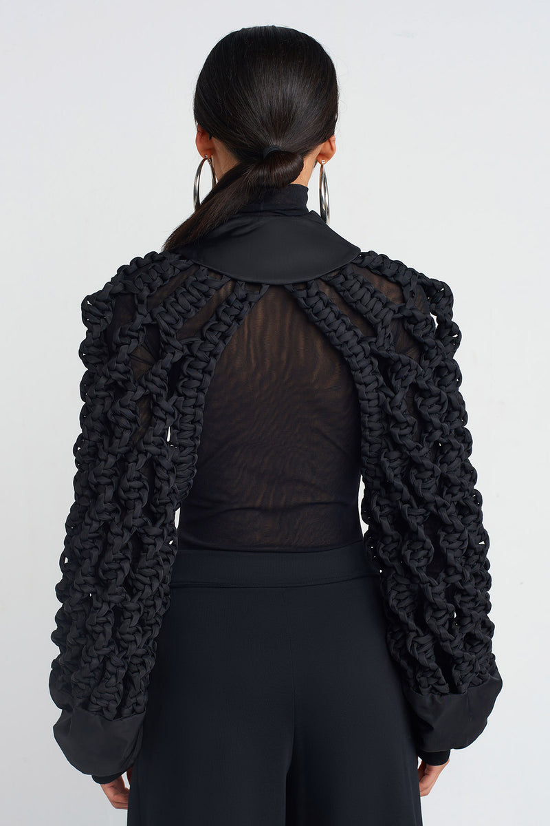 NU Macrame Bomber Jacket Black