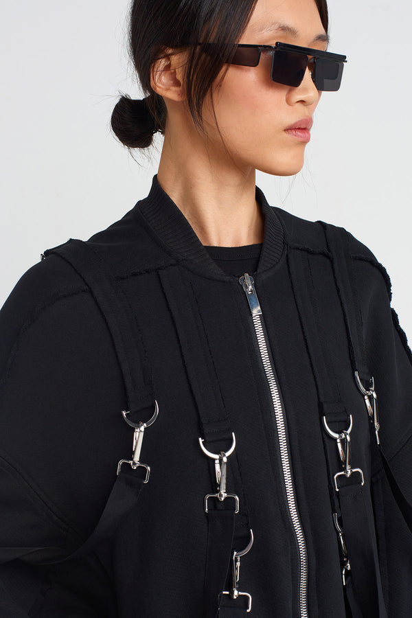 NU Striped, Metal-Accented Jacket Black