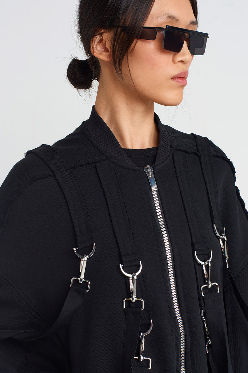 NU Striped, Metal-Accented Jacket Black