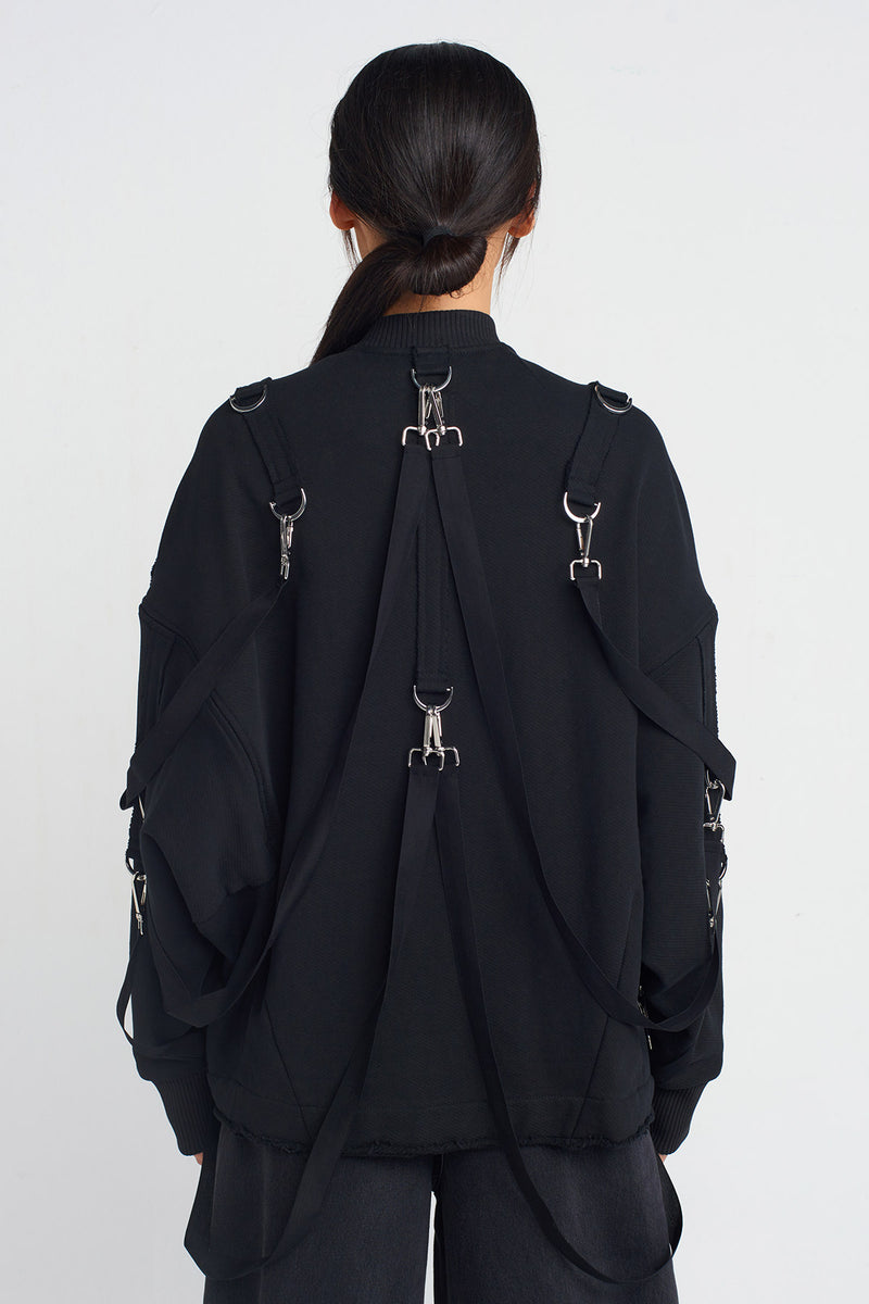 NU Striped, Metal-Accented Jacket Black