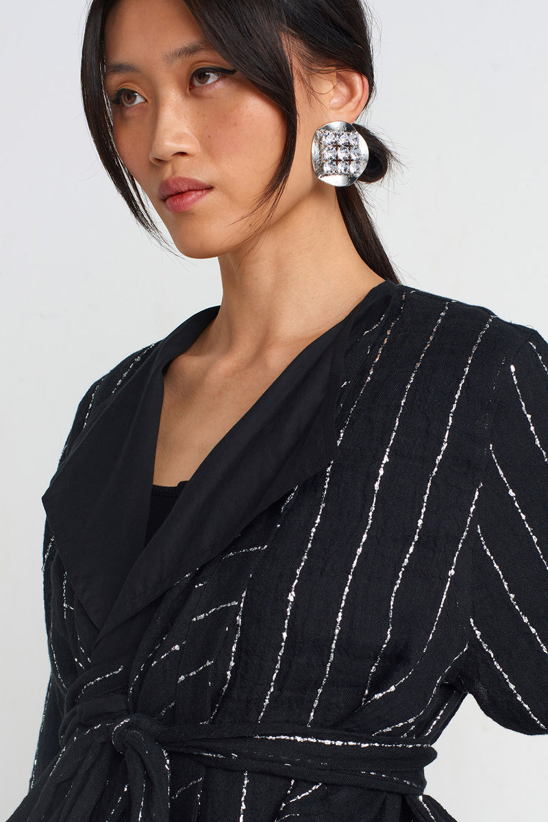 NU Sequined Belted Jacket Black