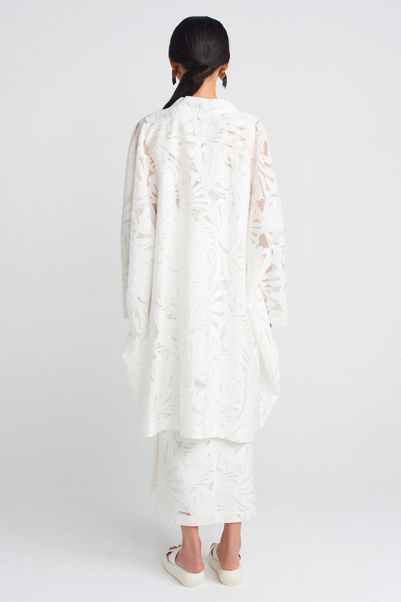 NU Jacquard Pattern Organza Jacket Off White