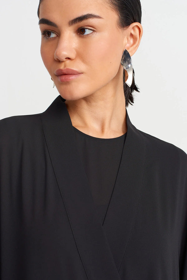 NU Side Tie Long Kimono Black