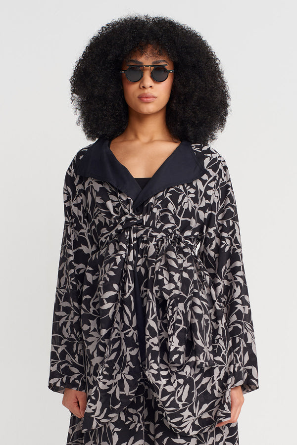 NU Floral Voile Kimono Black