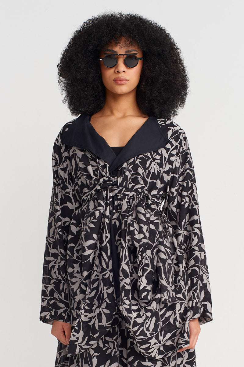 NU Floral Voile Kimono Black