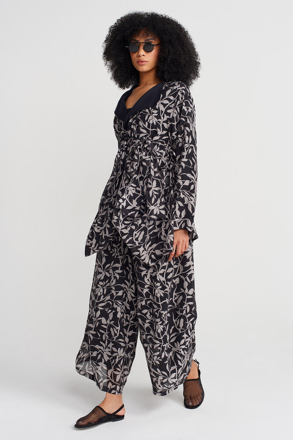 NU Floral Voile Kimono Black