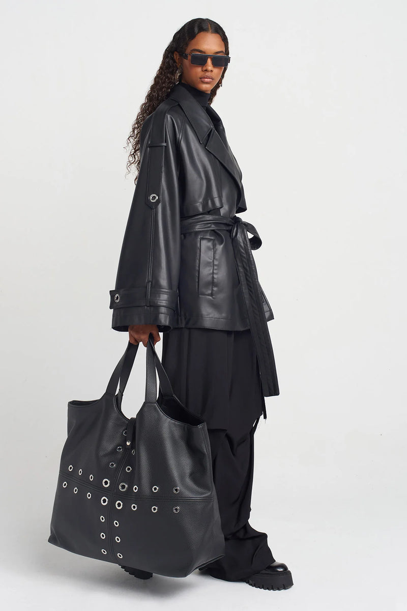 NU Eyelet Shoulder Bag Black