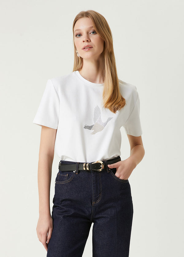 Beymen Club Hotfix Logo T-Shirt Off White