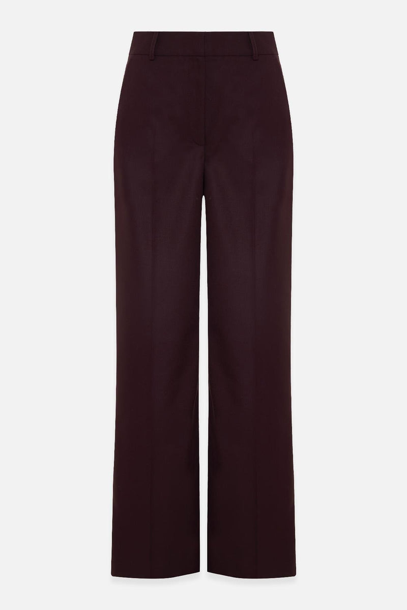 Setre Pocket Detailed Relaxed Cut Wide Leg Trousers Burgundy