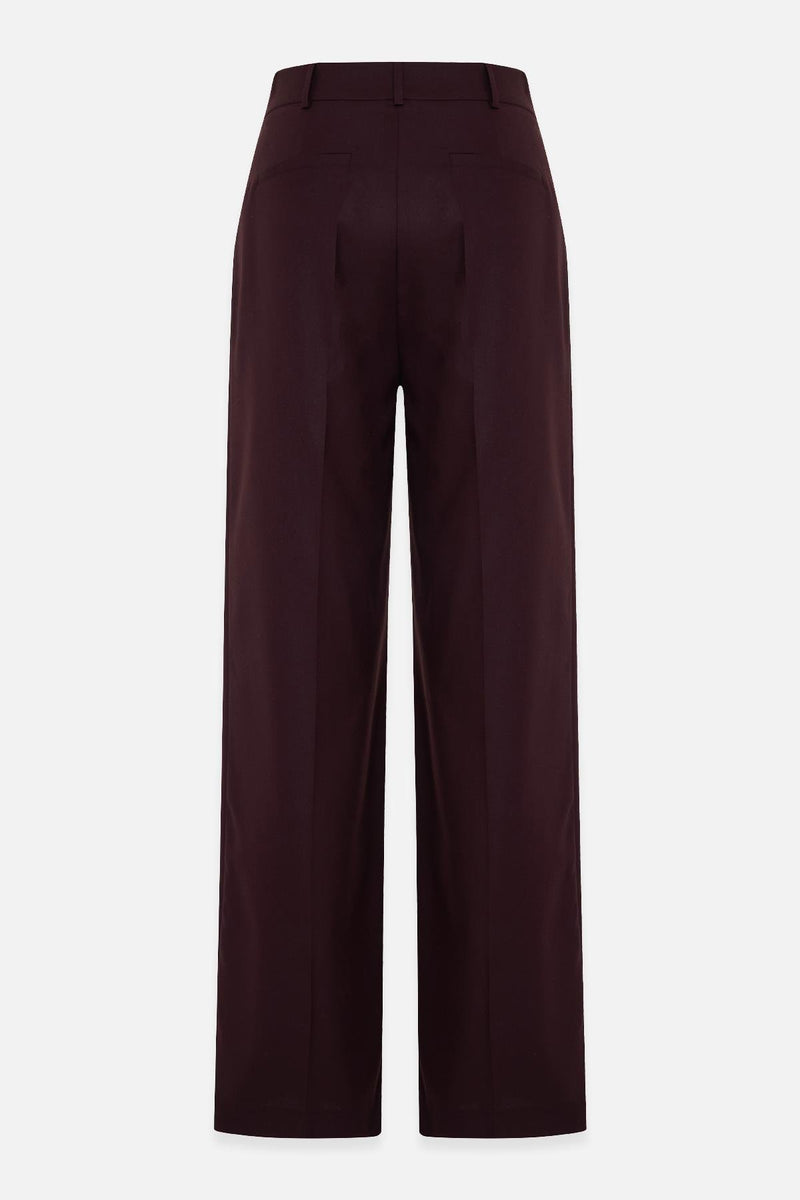 Setre Pocket Detailed Relaxed Cut Wide Leg Trousers Burgundy