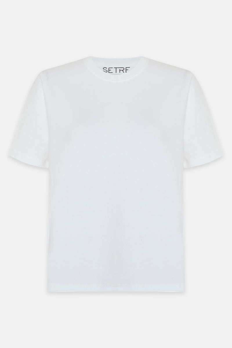 Setre Cotton Crew Neck Short Sleeve T-Shirt Ecru