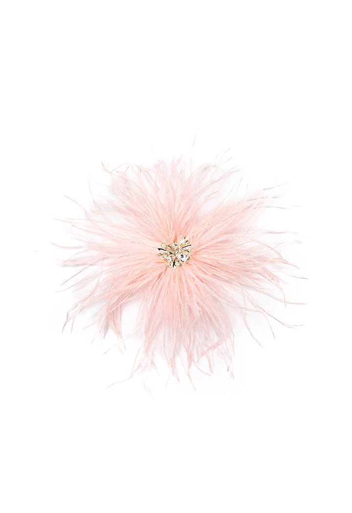 Choice Solid Feather Crystal Stud Clip  Pink