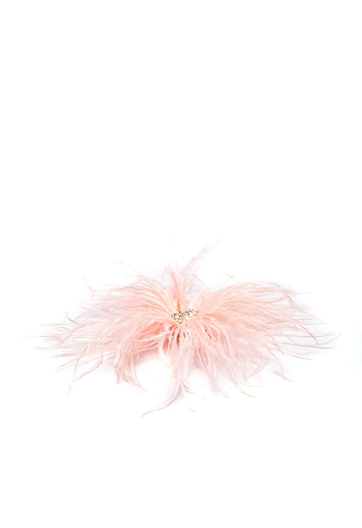 Choice Solid Feather Crystal Stud Clip  Pink