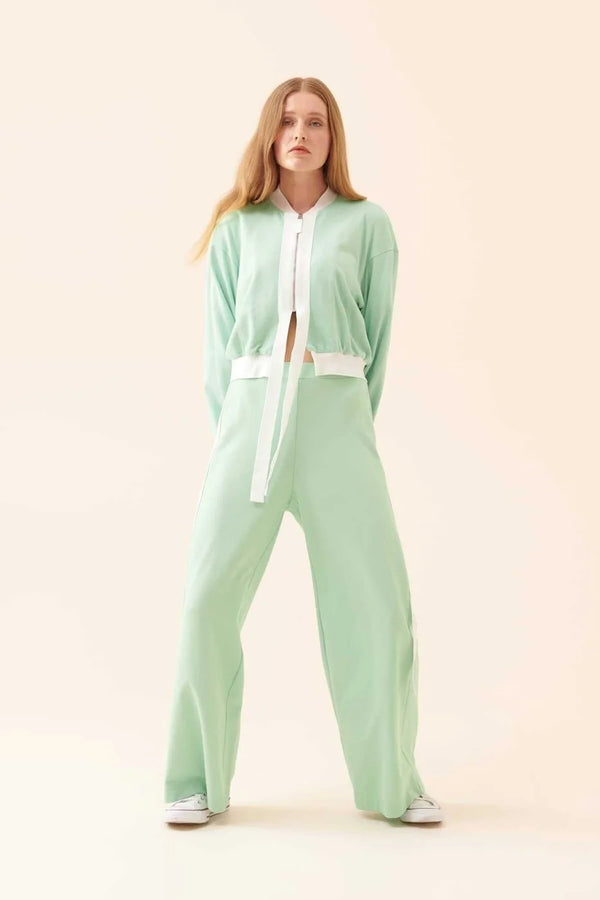 Roman Contrast Long Sleeves Jacket Green