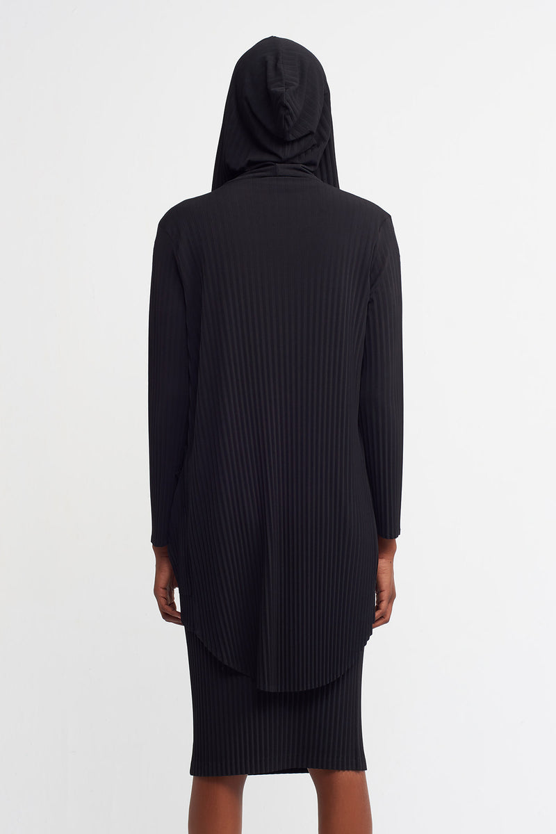 NU  Basic Ribbed Hoodie Jacket Black