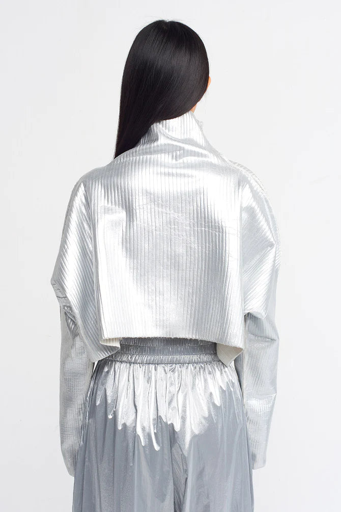 NU Metallic Lurex Oversize Top Platinum