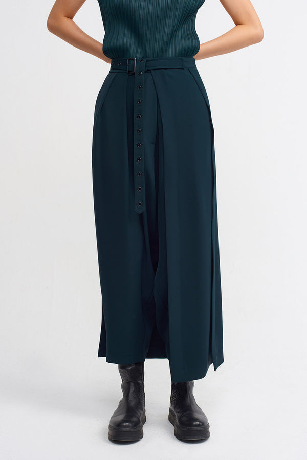 NU Solid Side Overlap Maxi Skirt Petrol