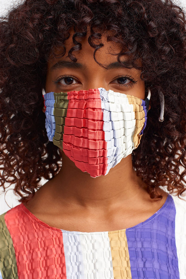 NU Striped Pleated Face Mask Multicolor